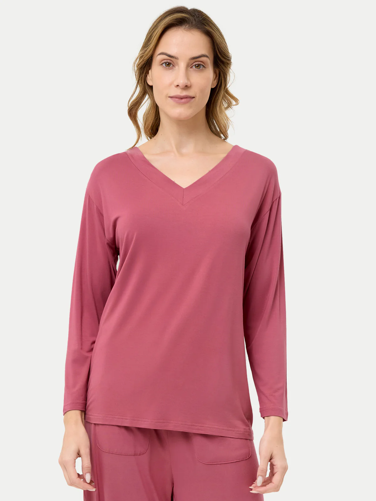 Long Sleeve Bamboo Slouchy PJs Top - Image 36