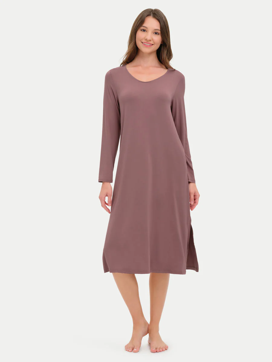 Long Sleeve Long Bamboo Sleepshirt - Image 55