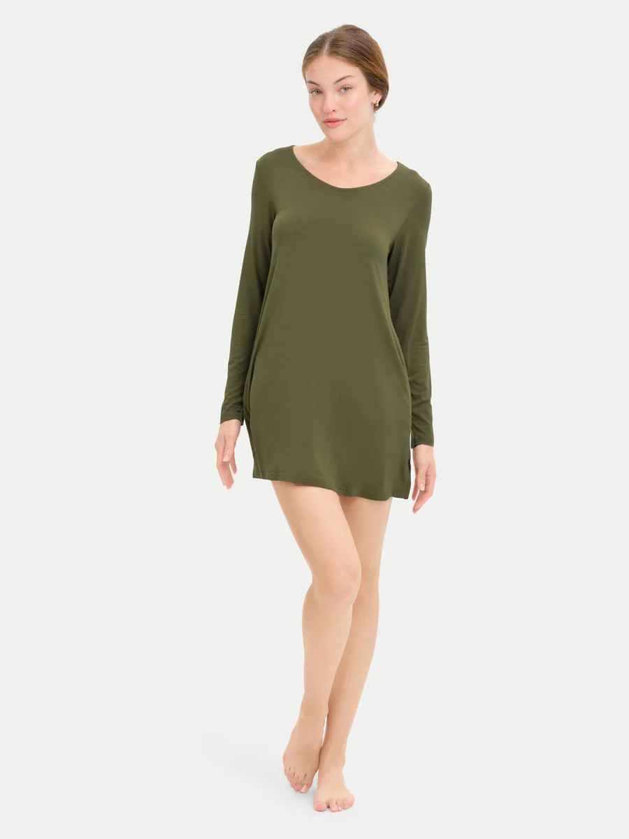 Long Sleeve Short Bamboo Sleepshirt - Image 10