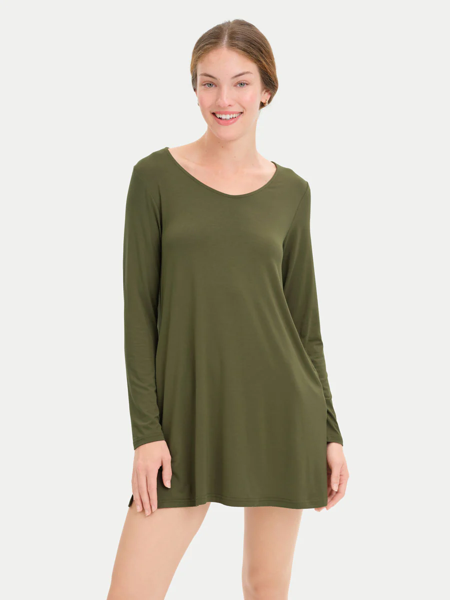 Long Sleeve Short Bamboo Sleepshirt - Image 12