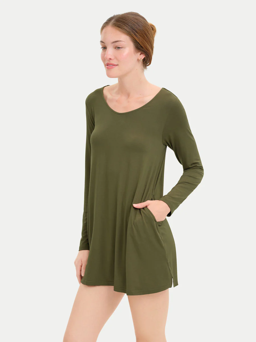 Long Sleeve Short Bamboo Sleepshirt - Image 13