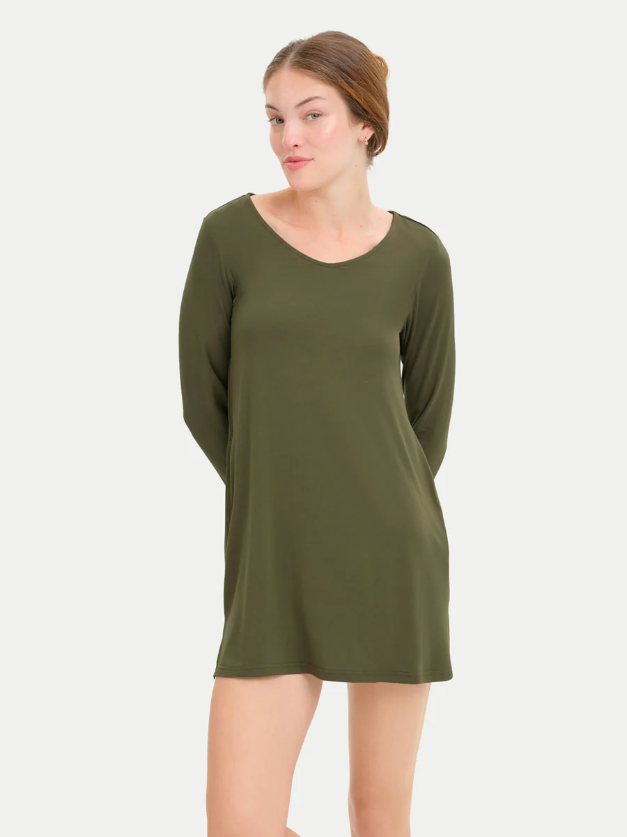Long Sleeve Short Bamboo Sleepshirt - Image 14