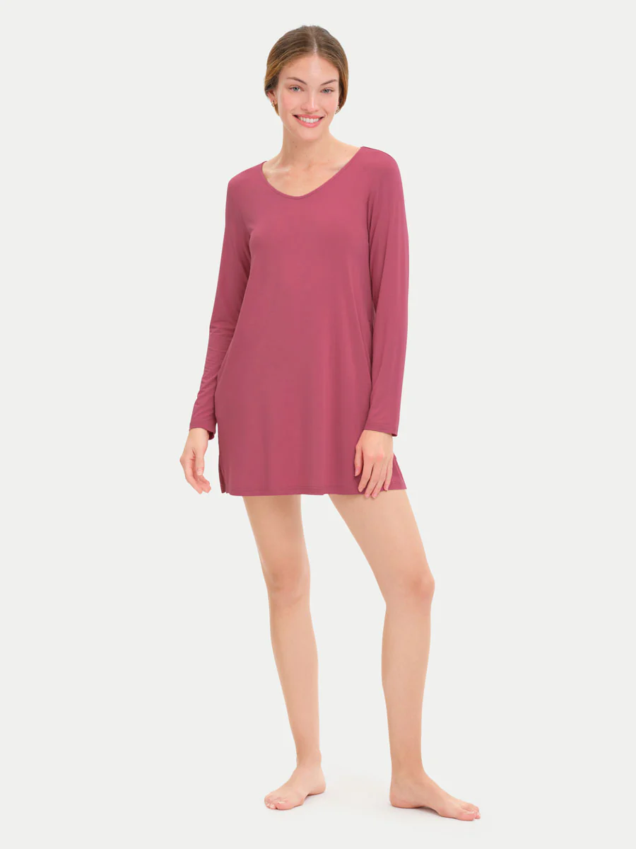 Long Sleeve Short Bamboo Sleepshirt - Image 22