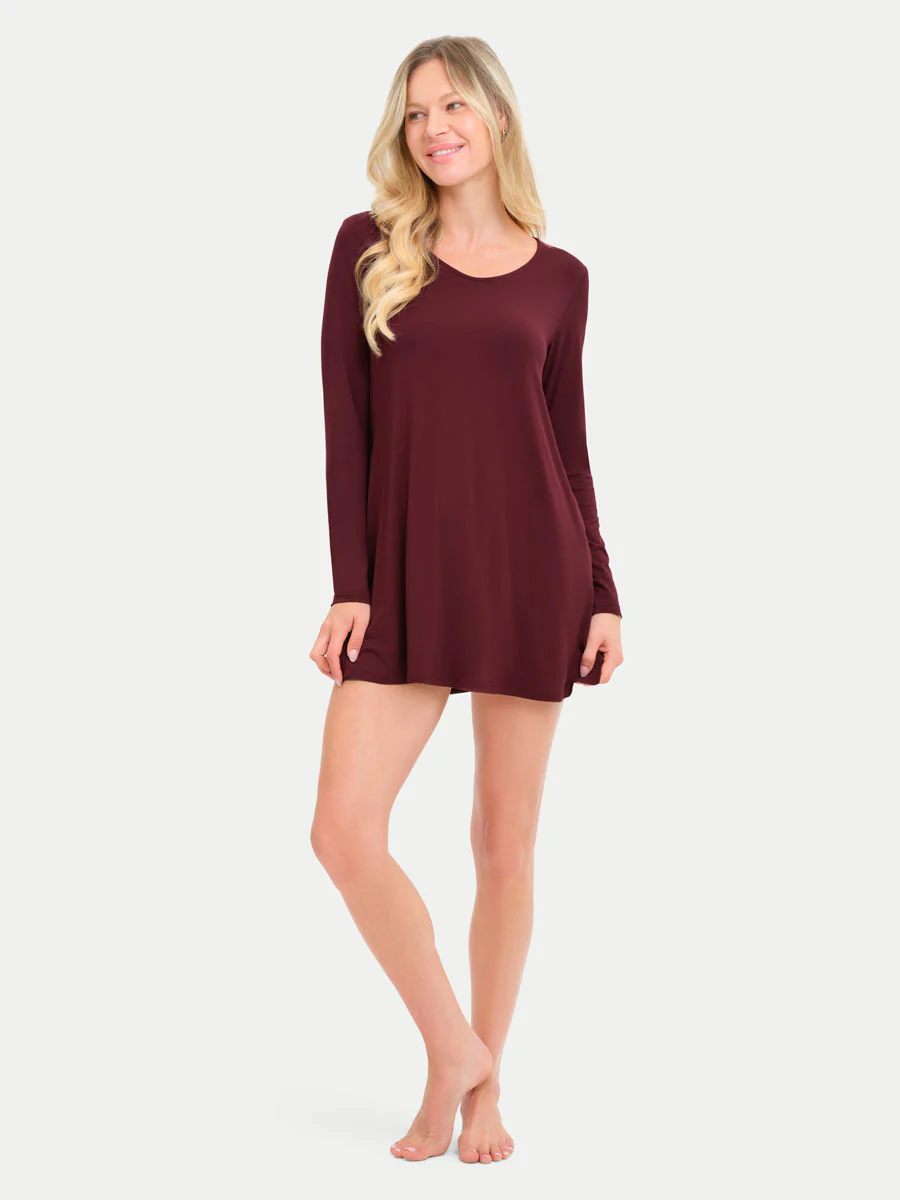 Long Sleeve Short Bamboo Sleepshirt - Image 64
