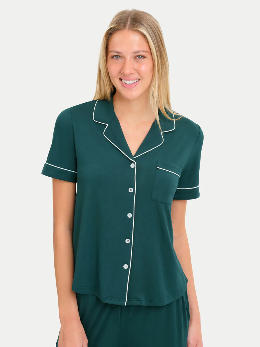 Short Sleeve Bamboo Pajama Set with Pants - Image 103